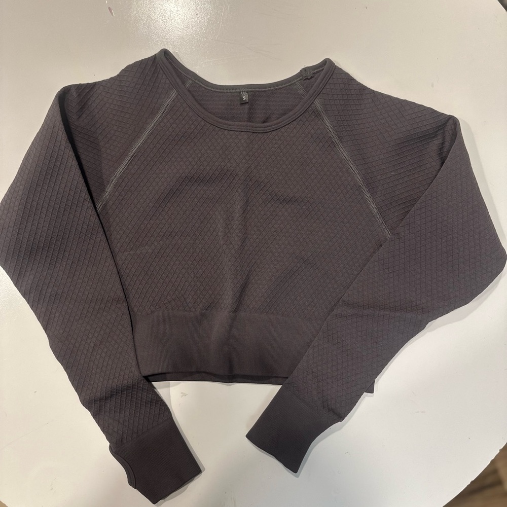 Balance Athletica Textured Cropped Crewneck Top - Black